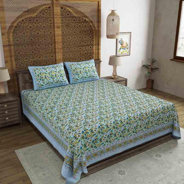 Buy Euphemism Bedsheet - Blue Bedsheets from Vaaree