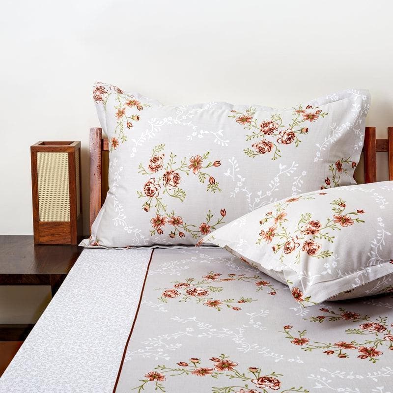 Buy Floral Bouquet Bedsheet- Grey Bedsheets from Vaaree