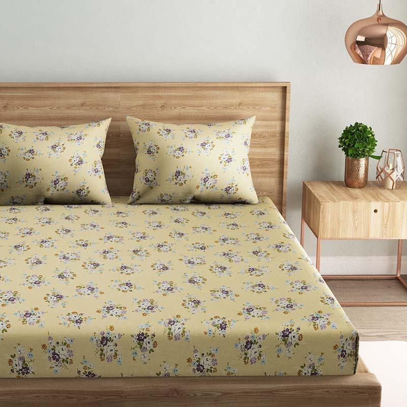 Buy Floral Fantasy Bedsheet- Yellow Bedsheets from Vaaree