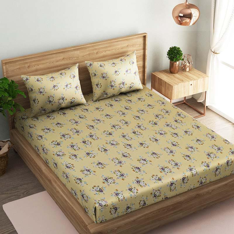 Buy Floral Fantasy Bedsheet- Yellow Bedsheets from Vaaree