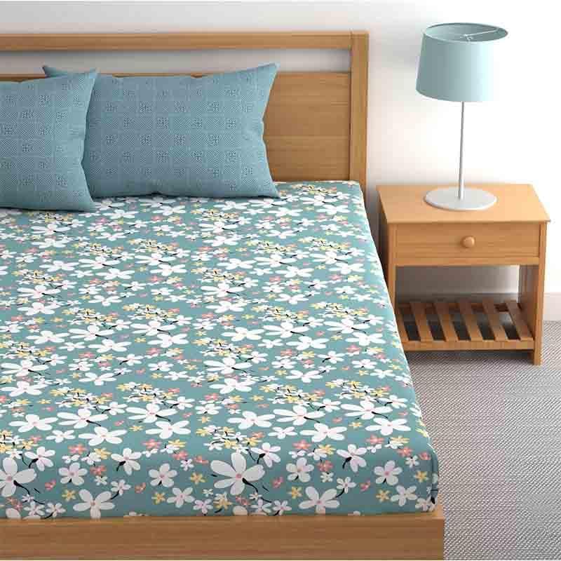 Buy Floral Jewels Bedsheet - Blue Bedsheets from Vaaree