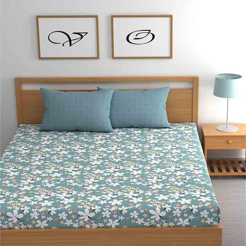 Buy Floral Jewels Bedsheet - Blue Bedsheets from Vaaree