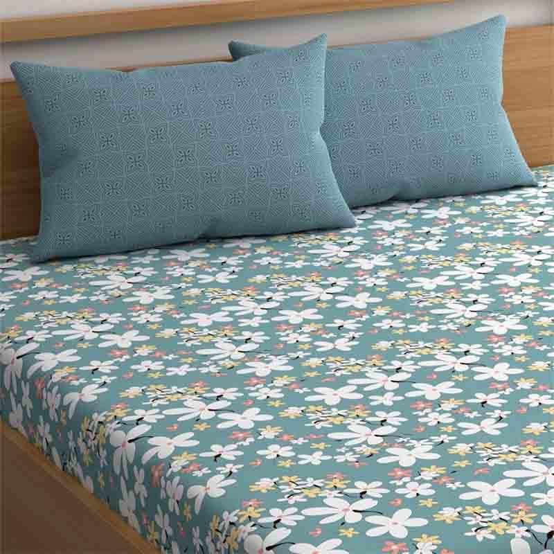 Buy Floral Jewels Bedsheet - Blue Bedsheets from Vaaree