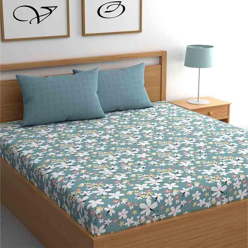 Buy Floral Jewels Bedsheet - Blue Bedsheets from Vaaree