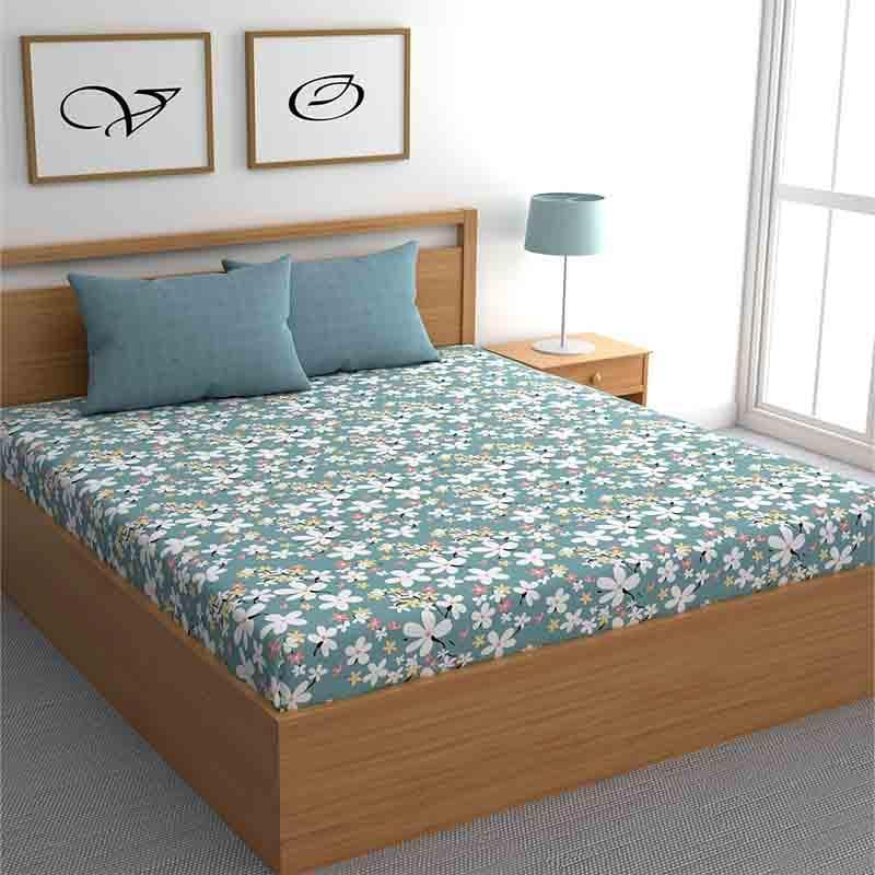 Buy Floral Jewels Bedsheet - Blue Bedsheets from Vaaree