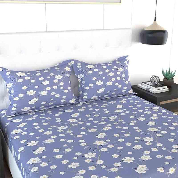 Buy Floral Sprinklers Bedsheet - Blue Bedsheets from Vaaree