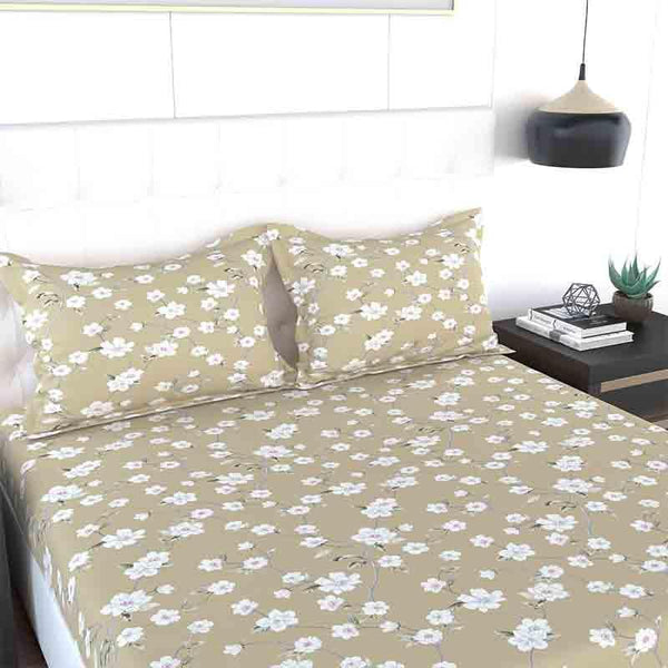 Buy Floral Sprinklers Bedsheet - Mustard Bedsheets from Vaaree