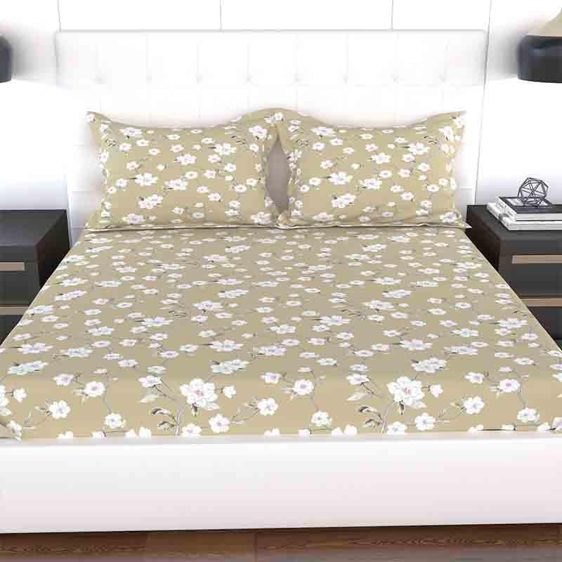 Buy Floral Sprinklers Bedsheet - Mustard Bedsheets from Vaaree