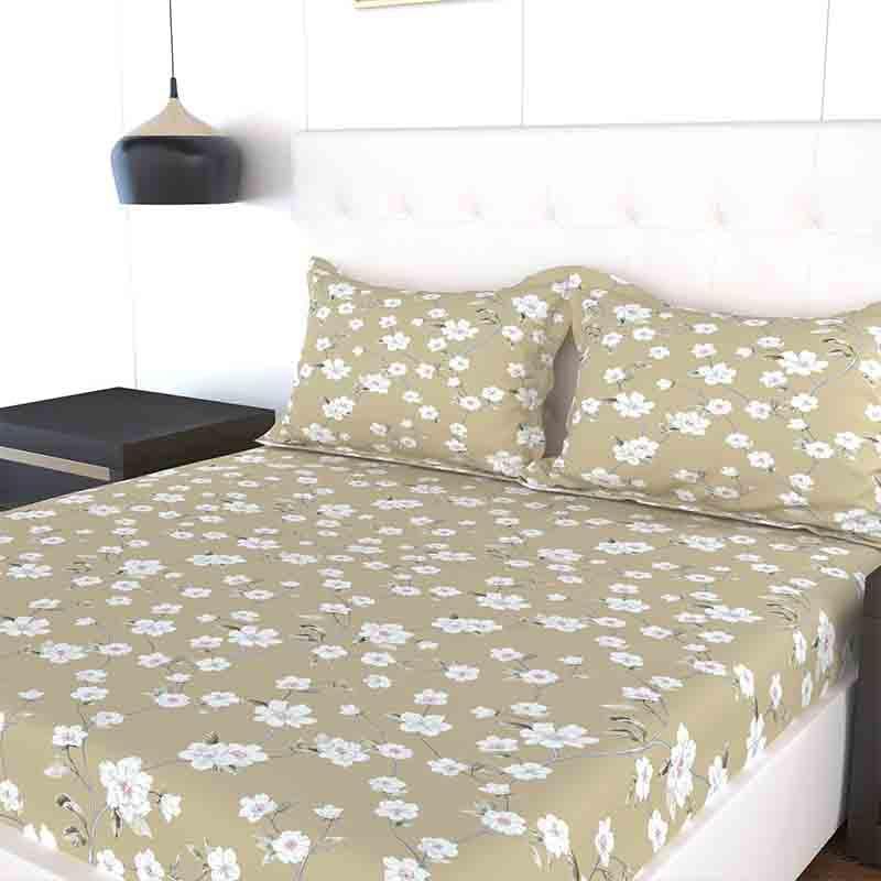 Buy Floral Sprinklers Bedsheet - Mustard Bedsheets from Vaaree