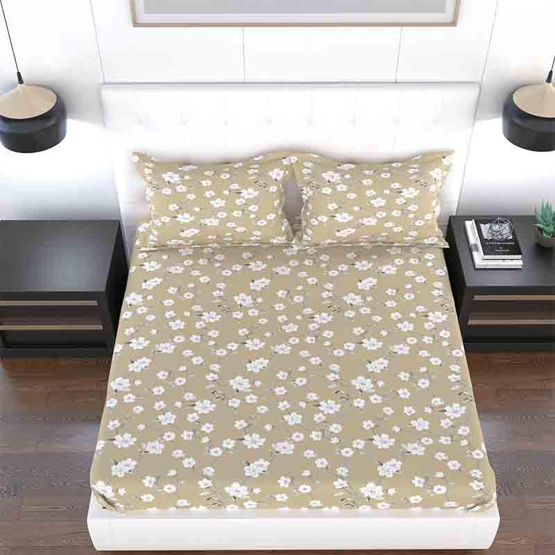 Buy Floral Sprinklers Bedsheet - Mustard Bedsheets from Vaaree