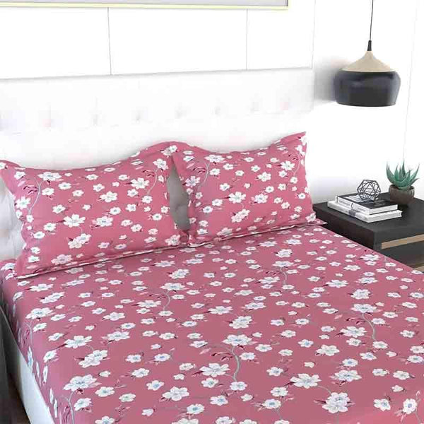 Buy Floral Sprinklers Bedsheet - Pink Bedsheets from Vaaree