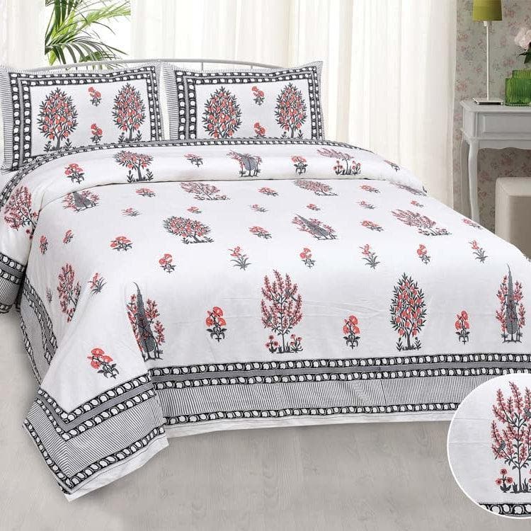 Buy Floral Temple Bedsheet- Orange Bedsheets from Vaaree