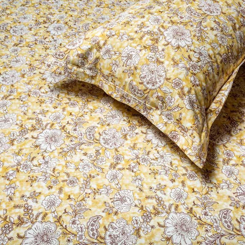 Buy Floro Fantastic Printed Bedsheet - Yellow Bedsheets from Vaaree