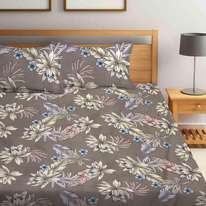 Buy Flower Power Bedsheet - Brown Bedsheets from Vaaree