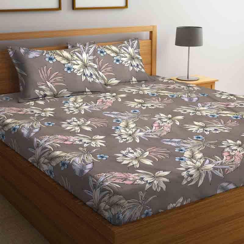 Buy Flower Power Bedsheet - Brown Bedsheets from Vaaree