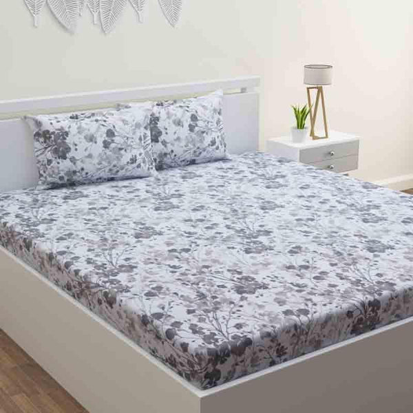 Buy Flowery Fiesta Bedsheet - Grey Bedsheets from Vaaree