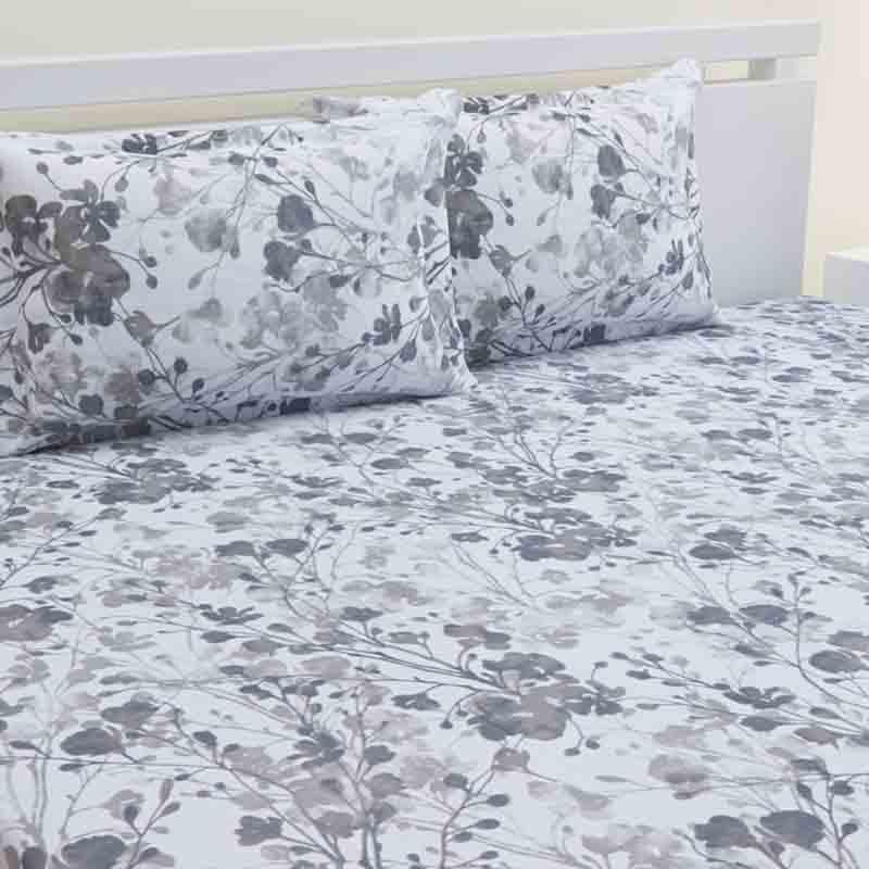 Buy Flowery Fiesta Bedsheet - Grey Bedsheets from Vaaree