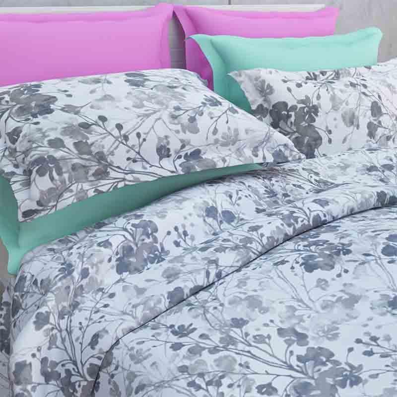 Buy Flowery Fiesta Bedsheet - Grey Bedsheets from Vaaree