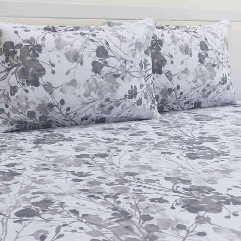 Buy Flowery Fiesta Bedsheet - Grey Bedsheets from Vaaree