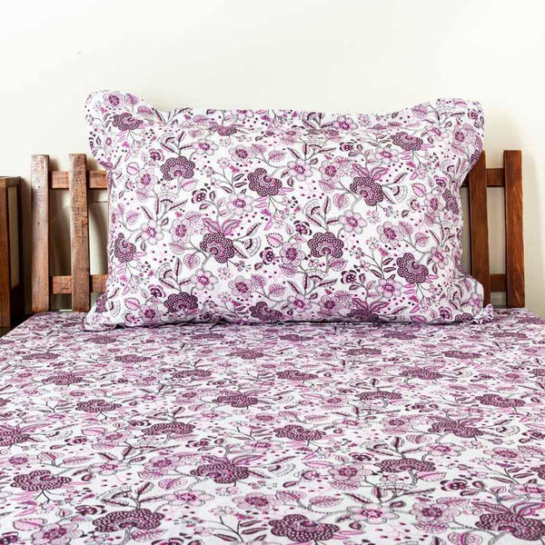 Buy Fragrant Blooms Printed Bedsheet - Purple Bedsheets from Vaaree