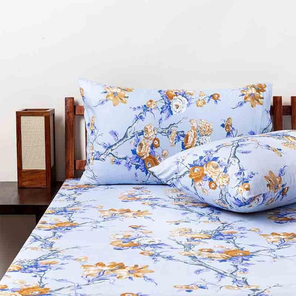 Buy Gardenia Bedsheet - Blue Bedsheets from Vaaree