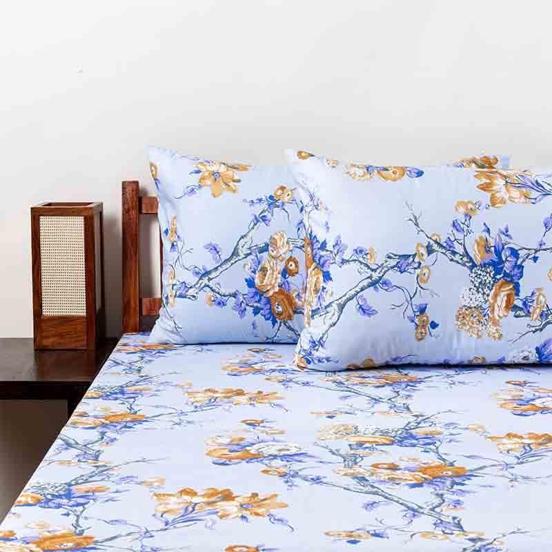 Buy Gardenia Bedsheet - Blue Bedsheets from Vaaree