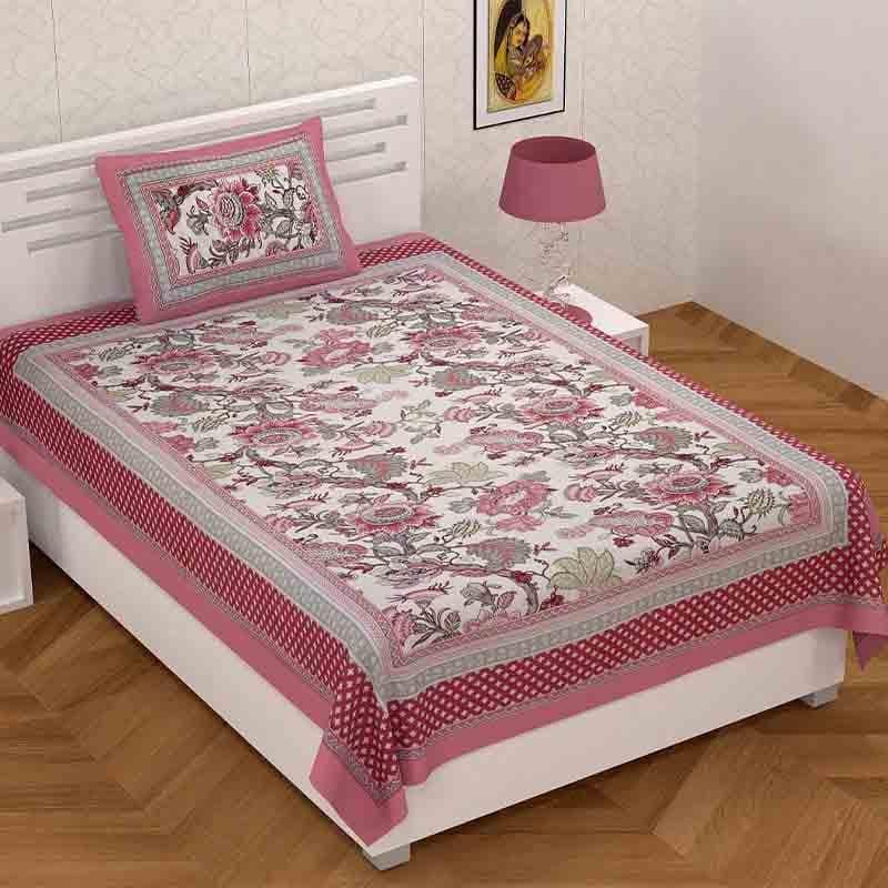 Buy Gulab-E-Gulzaar Bedsheet - Magenta Bedsheets from Vaaree