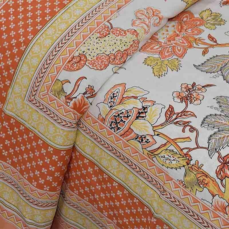 Buy Gulab-E-Gulzaar Bedsheet - Orange Bedsheets from Vaaree