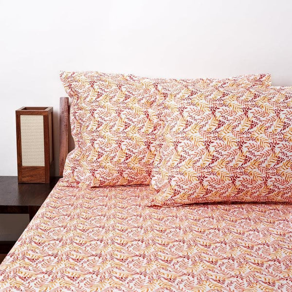 Buy Leafy Vine Bedsheet- Orange Bedsheets from Vaaree