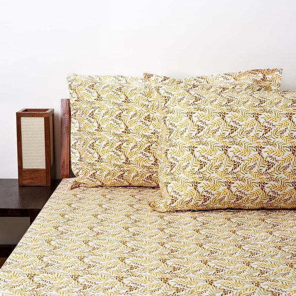 Buy Leafy Vine Bedsheet- Yellow Bedsheets from Vaaree