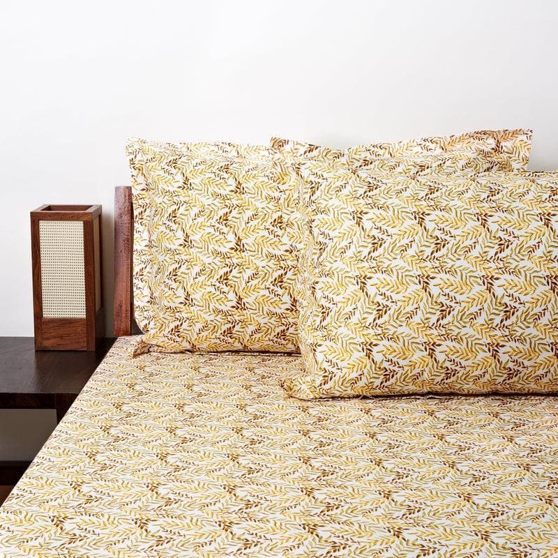 Buy Leafy Vine Bedsheet- Yellow Bedsheets from Vaaree