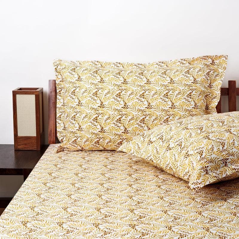 Buy Leafy Vine Bedsheet- Yellow Bedsheets from Vaaree