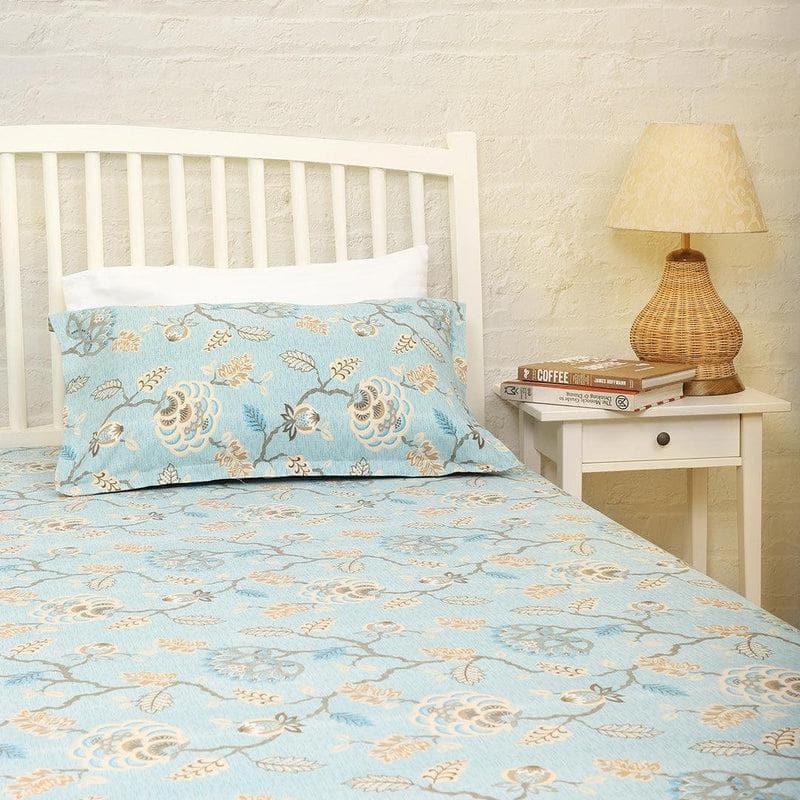 Buy Swayam Light Blue Floral Bedsheet - 180 TC || Super Soft Bedsheets from Vaaree