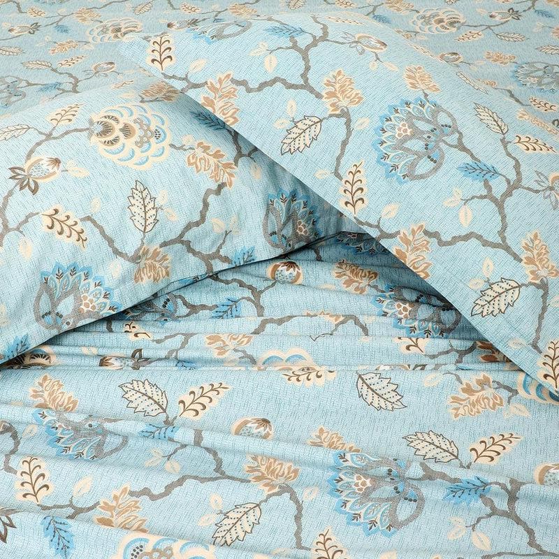 Buy Swayam Light Blue Floral Bedsheet - 180 TC || Super Soft Bedsheets from Vaaree