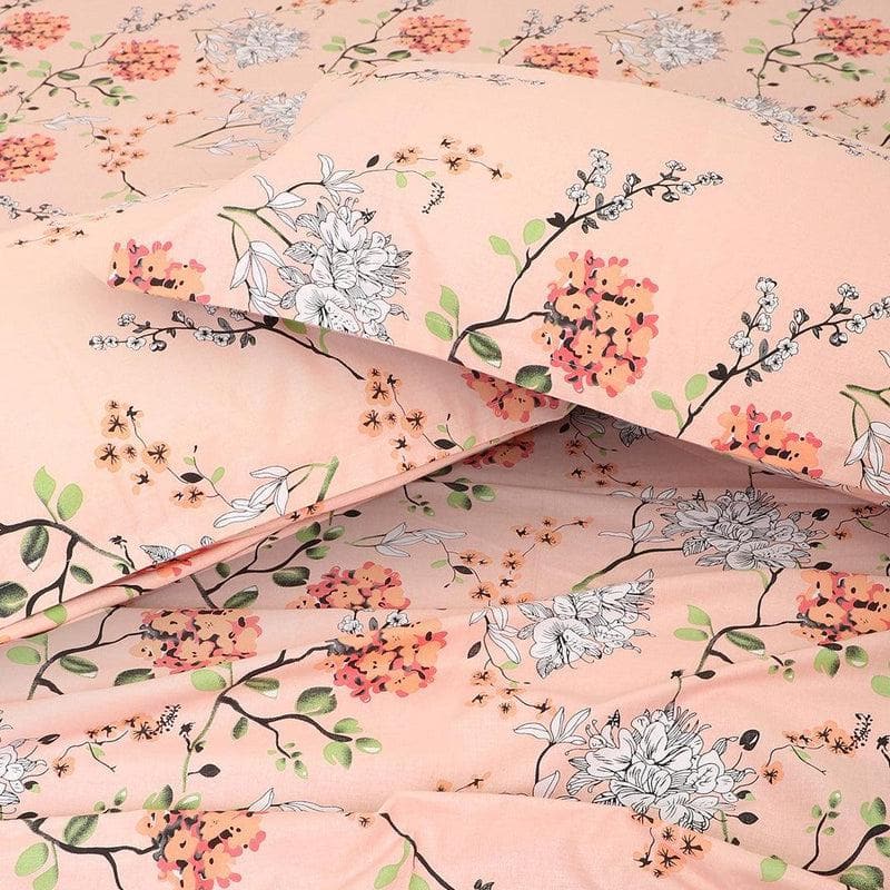 Buy Swayam Light Orange Floral Bedsheet - 180 TC || Super Soft Bedsheets from Vaaree