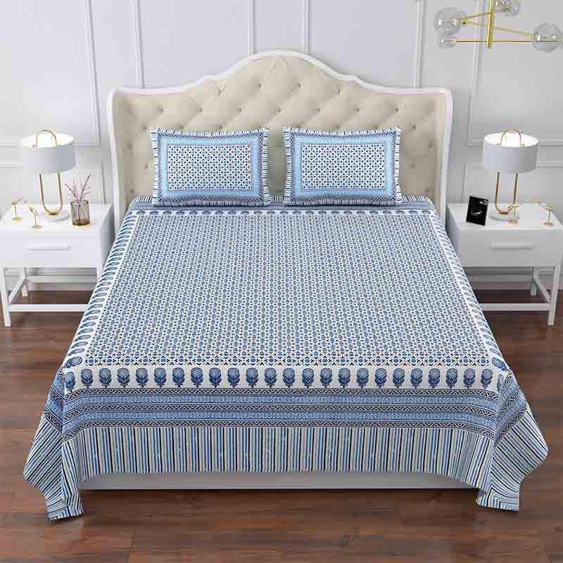 Bedsheets - Mad Over Motifs Bedsheet - Blue