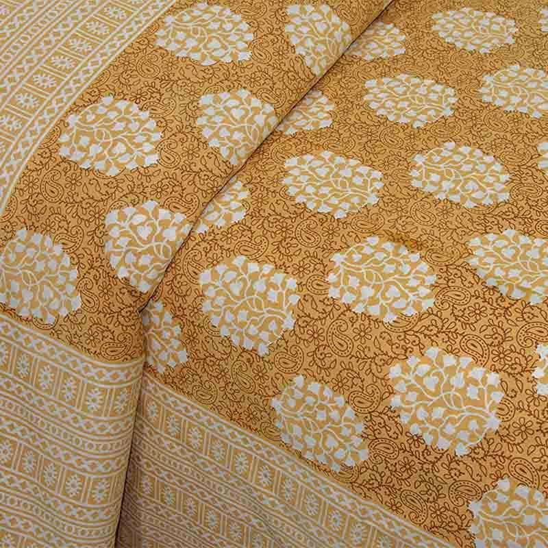 Buy Motif Mania Jaipuri Bedsheet - Yellow Bedsheets from Vaaree