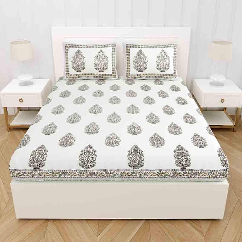 Buy Mughal Butidar Bedsheet - Grey Bedsheets from Vaaree