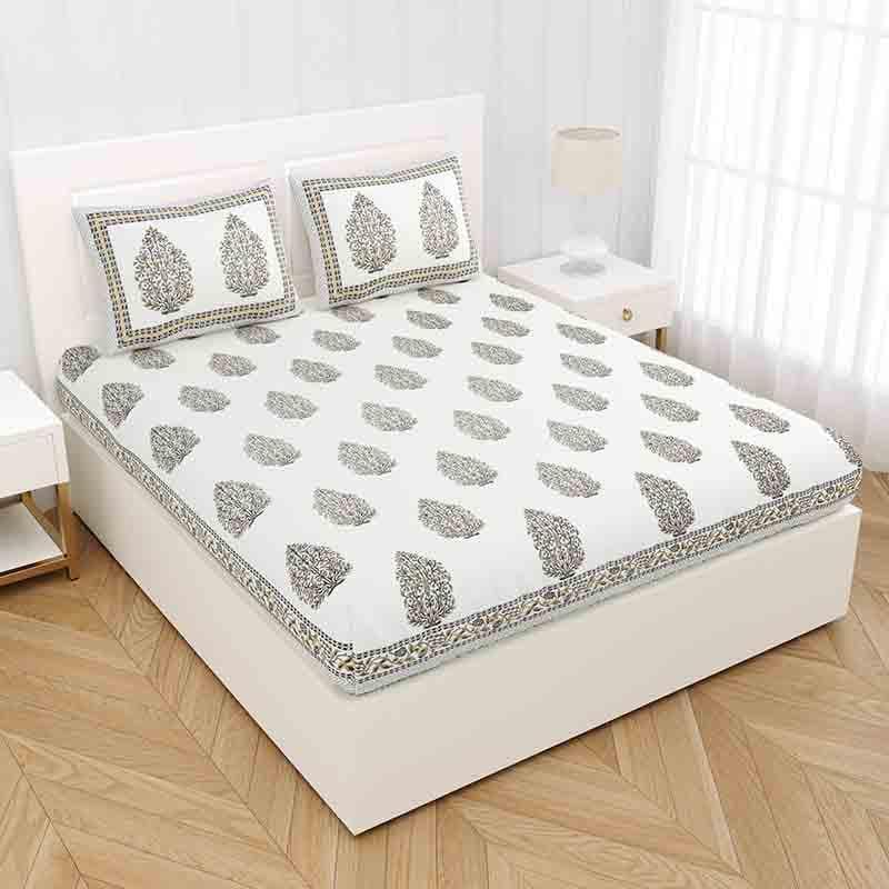 Buy Mughal Butidar Bedsheet - Grey Bedsheets from Vaaree