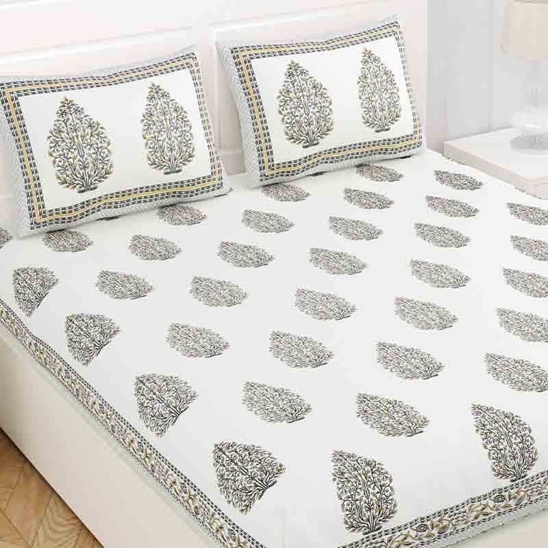 Buy Mughal Butidar Bedsheet - Grey Bedsheets from Vaaree