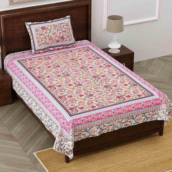 Buy Nazakat Jaipuri Bedsheet - Light Pink Bedsheets from Vaaree