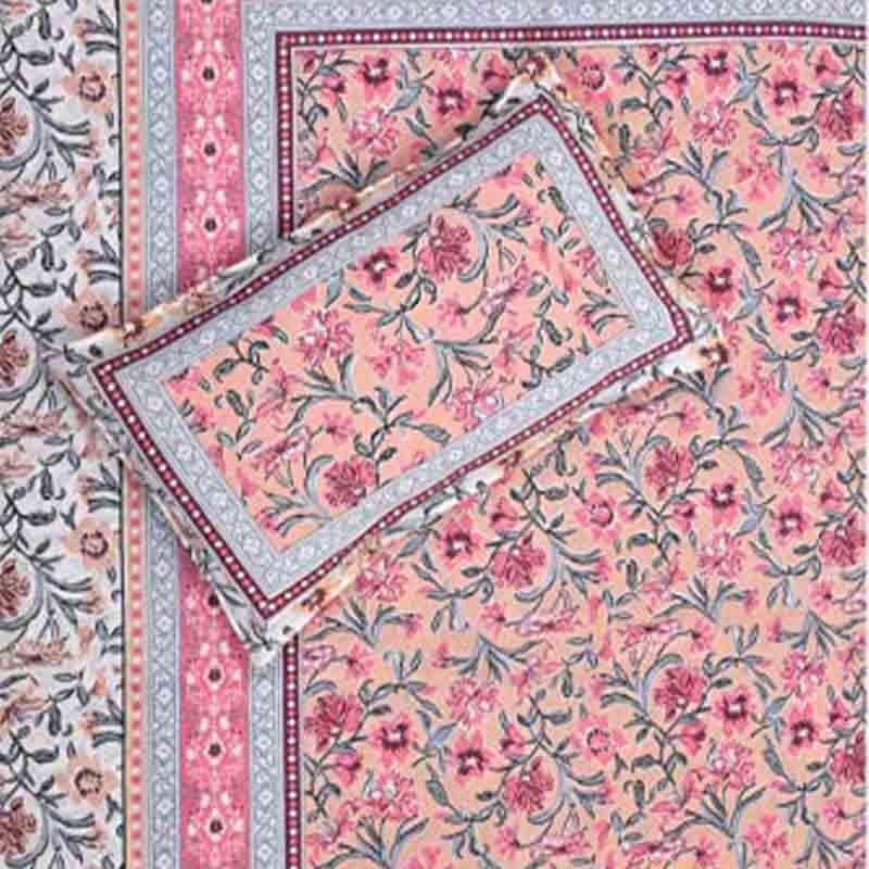 Buy Nazakat Jaipuri Bedsheet - Light Pink Bedsheets from Vaaree