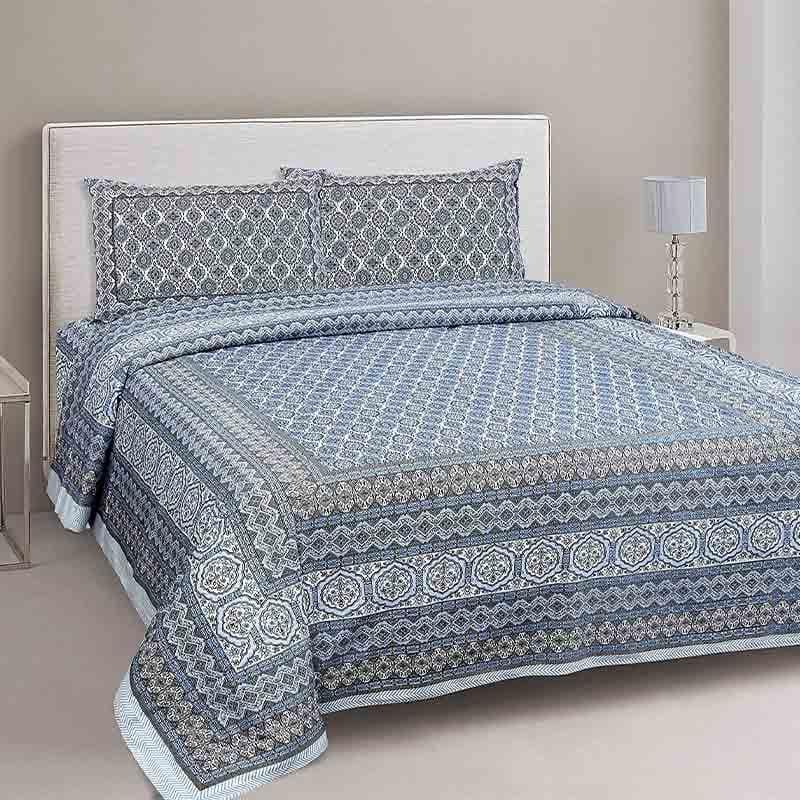 Buy Neelambari Jaipuri Bedsheet - Grey Bedsheets from Vaaree