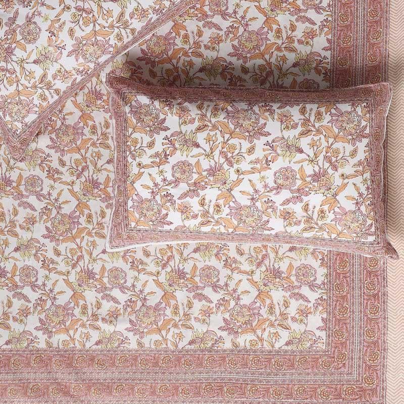 Buy Pink Jungle of Flowers Bedsheet Bedsheets from Vaaree