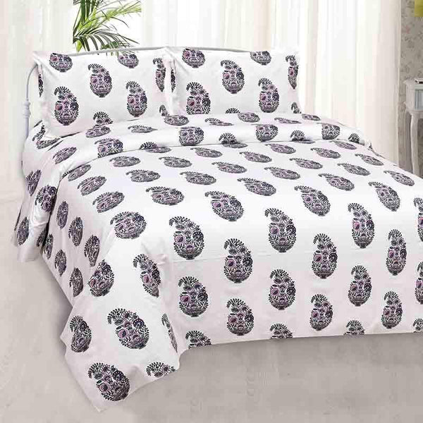 Buy Pure Paisleys Bedsheet - Purple Bedsheets from Vaaree