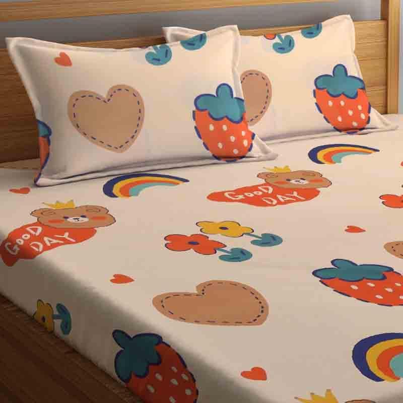 Buy Rainbows & Strawberries Bedsheet Bedsheets from Vaaree