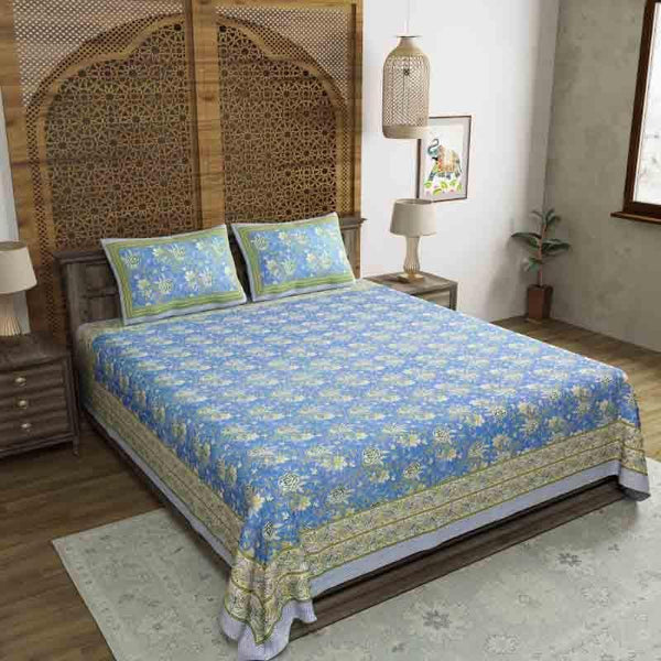 Buy Rose Garden Bedsheet - Blue Bedsheets from Vaaree