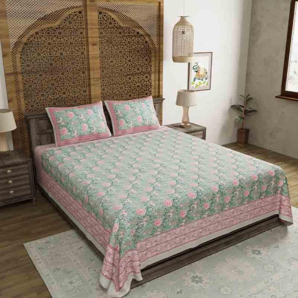 Buy Rose Garden Bedsheet - Green Bedsheets from Vaaree