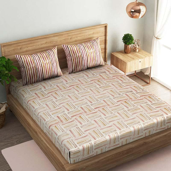 Buy Rust Criss-Cross Bedsheet Bedsheets from Vaaree