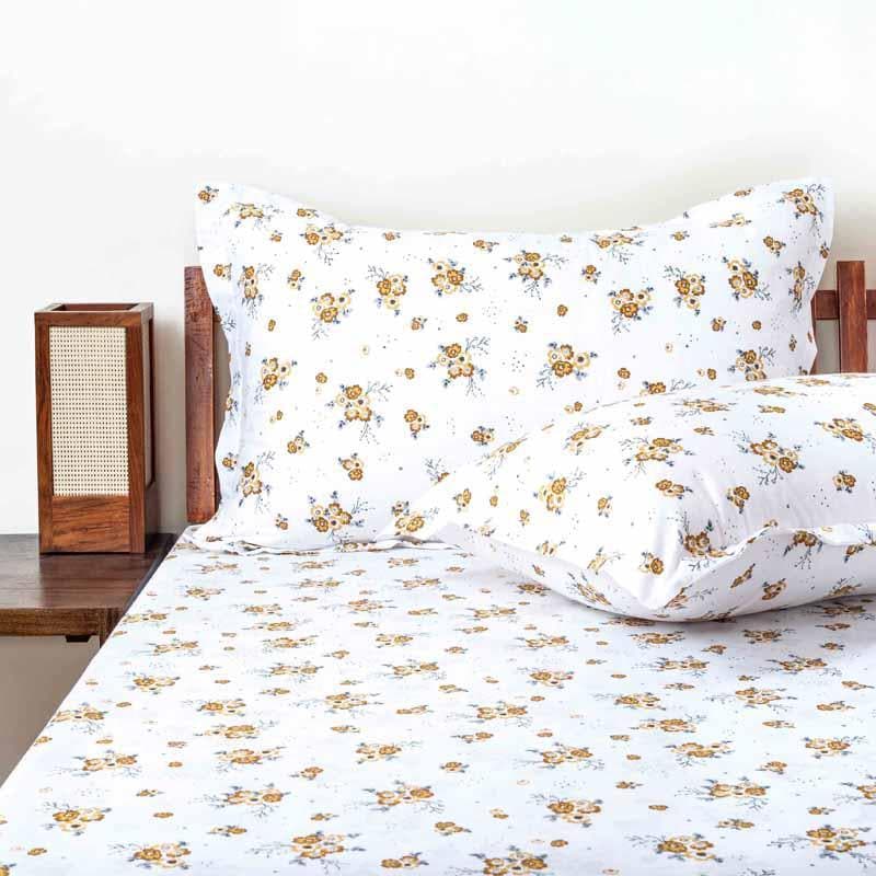 Buy Scattered Blooms Bedsheet - Mustard Bedsheets from Vaaree